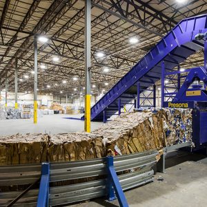 LP140XH1S-Ram-Recycling Presona LP 140 baler with bales at Ram Recycling